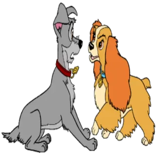 😤 Lady and Tramp Lady and the Tramp hunde, animation, cartoon, disney, romantik, freundschaft whatsapp sticker