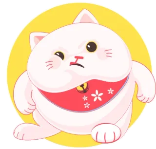 😠 кот, манэки-нэко, кот удачи, удача, амулет, японский, подмигивание whatsapp sticker