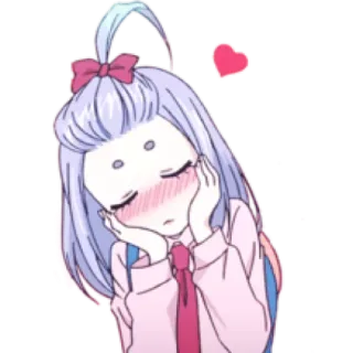 🥰 anime, cartoon, girl, cute, love, pink, bow telegram sticker