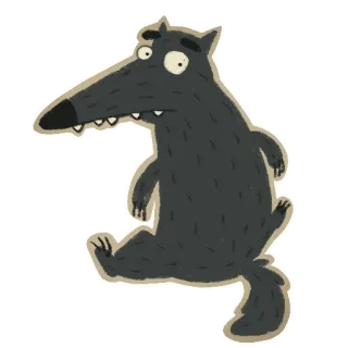 😳 wilk, kreskówka, zwierzę, śmieszne, postać telegram sticker