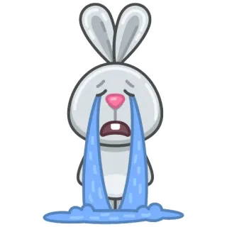 😭 兔子, 哭泣, 难过, 情绪, 动物, 眼泪, 卡通, 小兔子 telegram sticker