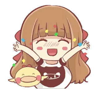 🎉 anime girl, kawaii, cute, happy, celebration, cartoon telegram sticker