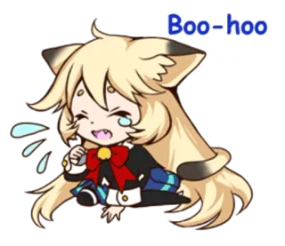 😭 Boo-hoo piangere, anime, manga, triste, lacrime, ragazza volpe telegram sticker