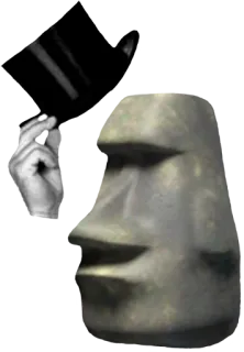 🗿 moai, easter island, statue, hat, meme telegram sticker