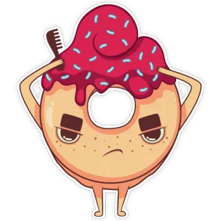 💅 donat, makanan, hidangan penutup, kartun, manis, taburan, karakter, lucu telegram sticker