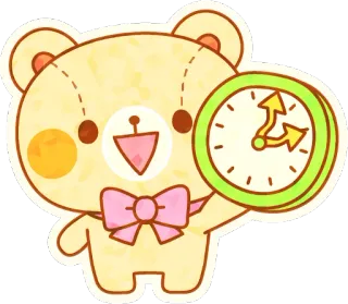 ⌚ Boneka beruang, Jam, Kartun, Kawaii, Lucu, Binatang telegram sticker