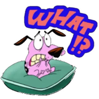 😳 Courage Courage the Cowardly Dog WHAT!? chien, dessin animé, effrayé, choqué, question, expression, Courage le chien froussard telegram sticker