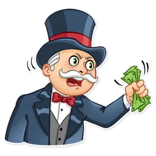 😲 Geld, reich, Monopoly, Gier, Cartoon, Geschäftsmann telegram sticker