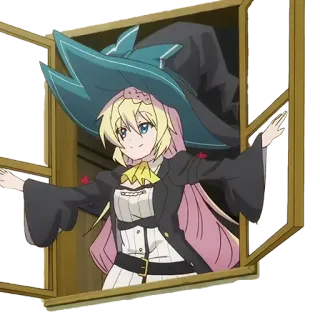 🪟 аниме, ведьма, шляпа, блондинка, милый telegram sticker