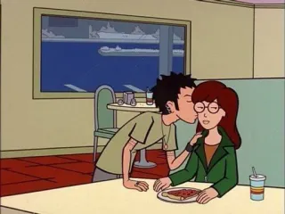 🌟 Daria cartoon, daria, kiss, pizza, animation telegram sticker