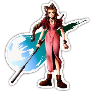 👧 Aerith Gainsborough Final Fantasy VII エアリス, ファイナルファンタジー, 杖, ヒーラー, ゲーム telegram sticker