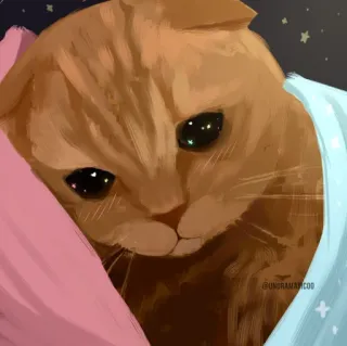 🌟 @UNSGRAMAMCOD gato, triste, dormilón, lindo, animal, gatito telegram sticker