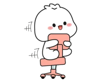 🌟 kawaii, lindo, personaje, pegatina, feliz, silla de oficina telegram sticker