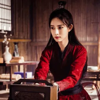 🍓 femme, robe rouge, asiatique, actrice, beauté telegram sticker