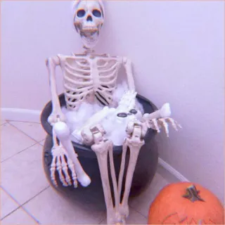 🦴 ハロウィン, 骸骨, カボチャ, 大釜, 怖い telegram sticker