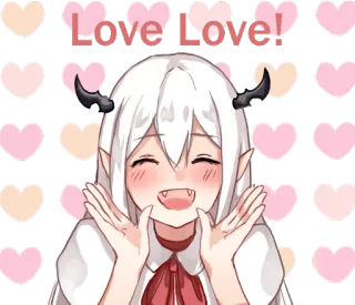 😍 Love Love! amour, coeurs, mignon, animé, démon, dessin animé, joyeux telegram sticker