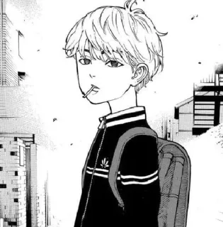 🙃 Anime, Manga, Personnage, Garçon, Sucette, Sac à dos, Noir et blanc telegram sticker