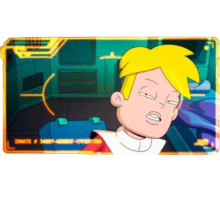 💋 INMATE # 3488Y-KOMBAT-1778857580 Cartoon, Blonde Haare, Häftling, Futuristisch, Oranger Overall telegram sticker