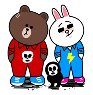 🤘 мультфильм, медведь, кролик, череп, персонажи whatsapp sticker