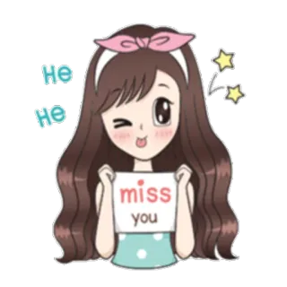😉 miss you chica, dibujos animados, te echo de menos, lindo, anime, amor whatsapp sticker