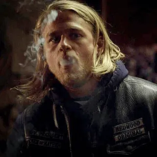 🚬 Sons of Anarchy smoking, biker, motorcycle club, charlie hunnam, Jax Teller, tv show telegram sticker