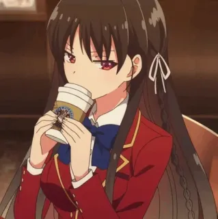 ⚜️ Anime, Ragazza, Uniforme scolastica, Caffè telegram sticker