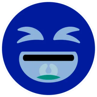 😆 emoji, rindo, rosto, azul telegram sticker