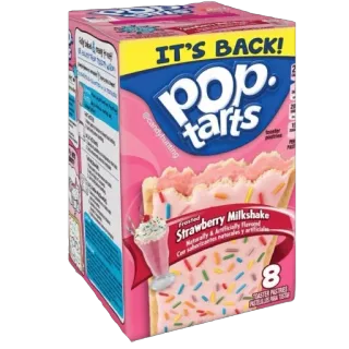 🫥 IT'S BACK! POP tarts Frosted Strawberry Milkshake Naturally & Artificially Flavored Con saborizantes naturales y artificiales 8 TOASTER PASTRIES pop tarts, strawberry milkshake, food, snack, pastry telegram sticker