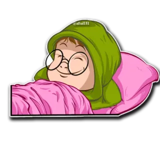 😴 @afall181 Desenho animado, Dormindo, Pessoa, Moletom com capuz, Óculos, Travesseiro, Cobertor, afall181 telegram sticker