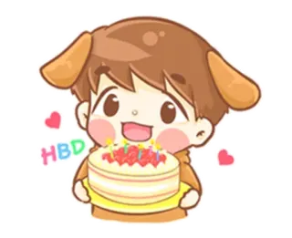 🎂 HBD verjaardag, taart, viering, fijne verjaardag, cartoon, kind, schattig telegram sticker