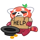 ๐ HELP Panda rosso, Implorare, Aiuto, Cartone animato, Animale, Povertร telegram sticker