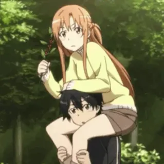 💞 Asuna Yuuki Sword Art Online anime, cartoon, sword art online, asuna, kirito, couple whatsapp sticker