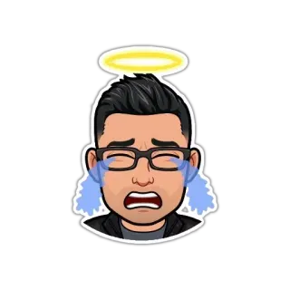 😭 плач, грустный, ангел, нимб, эмоциональный, слезы, мультфильм telegram sticker