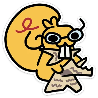 🤓 Eichhörnchen, Cartoon, Lesen, Brille, Süß telegram sticker