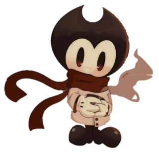🍵 Bendy kreskówka, postać, szalik, animacja telegram sticker