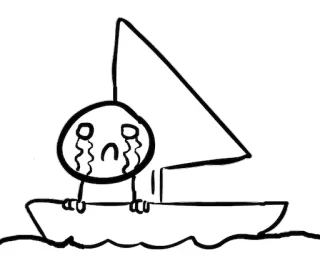 ⛵ triste, barco, chorando, desenho animado, ilustração, tristeza whatsapp sticker