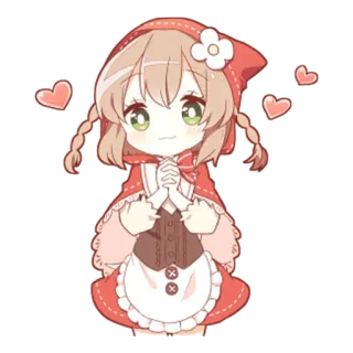 🙏 garota anime, fofa, chapeuzinho vermelho, desenho animado, kawaii telegram sticker