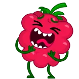 🤣 framboesa, fruta, desenho animado, feliz, rindo telegram sticker