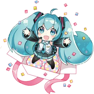 🎁 Hatsune Miku Anime, Vocaloid, Süß, Chibi, Kawaii, Hatsune Miku telegram sticker