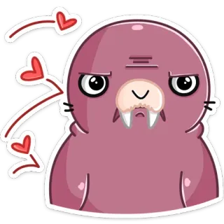 ❤️ sceau, amour, mignon, dessin animé, animal, coeurs, drôle, autocollant telegram sticker