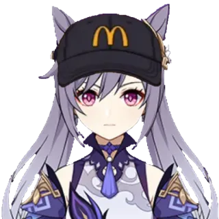 🍔 Keqing Genshin Impact Genshin Impact, Keqing, Anime, Videospiel, McDonalds, Hut whatsapp sticker