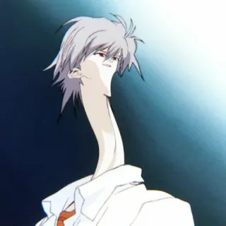 🧊 Kaworu Nagisa Neon Genesis Evangelion Anime, Kaworu Nagisa, Evangelion, Pescoço longo, Meme, Engraçado telegram sticker