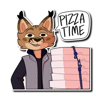 🍕 PIZZA TIME пицца, кот, еда, доставка, мультфильм, смешной telegram sticker
