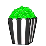 🍿 popcorn, zielony, przekąska, jedzenie, film, paski, pojemnik telegram sticker