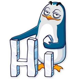 👋 Hi pinguino, cartone animato, saluto, ciao whatsapp sticker