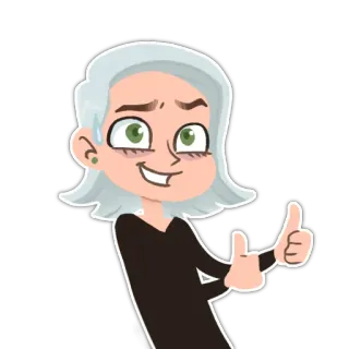 😅 만화, 엄지 척, 여자, 긍정적, 인정, 격려 telegram sticker