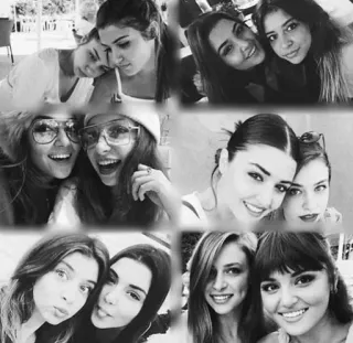 👭 women, friendship, selfies, black and white, group, portrait telegram sticker