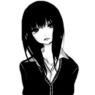 😑 Anime, Manga, Mädchen, schwarze Haare whatsapp sticker