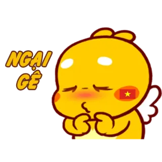😳 NGẠI GÊ fofo, pintinho amarelo, bandeira vietnamita, kawaii whatsapp sticker