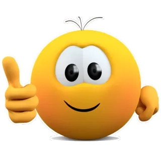 👍 อิโมจิ, ยกนิ้วโป้ง, สีเหลือง, เชิงบวก telegram sticker